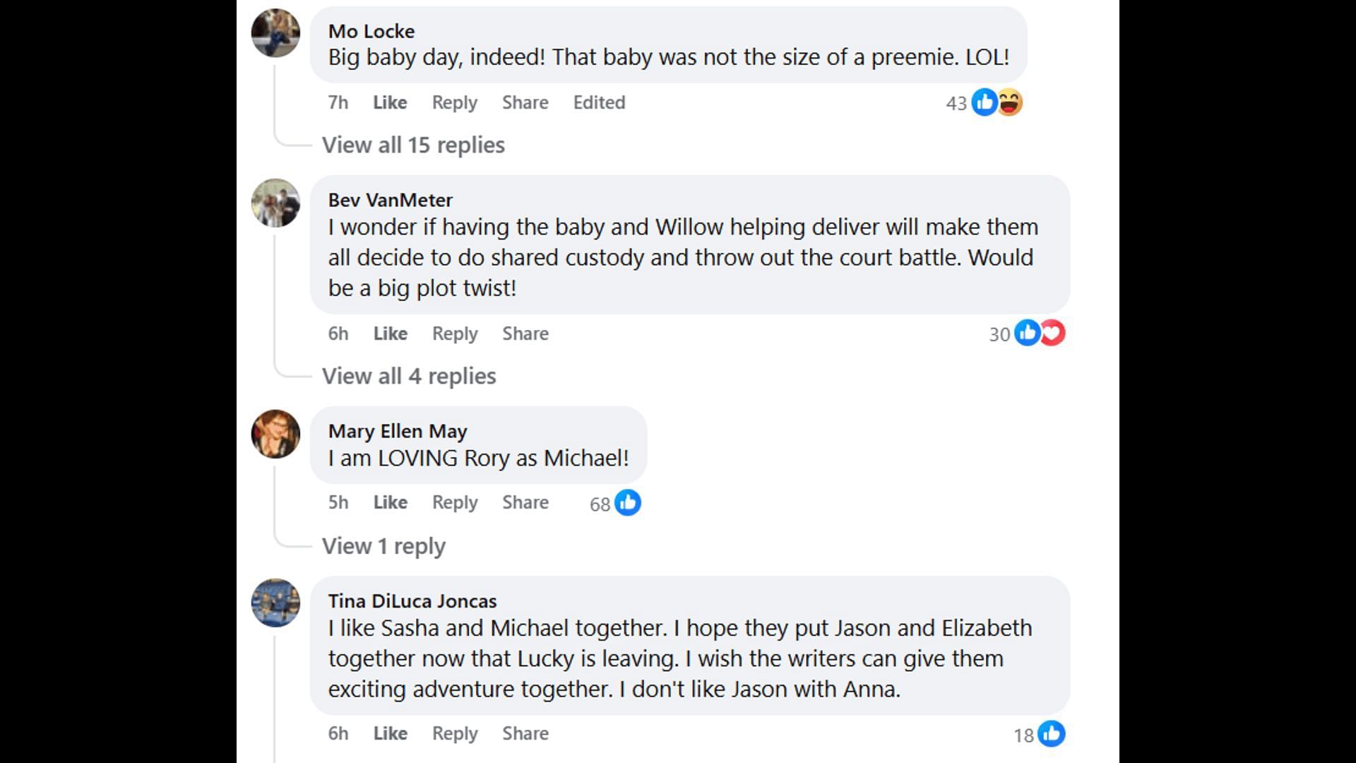 Fans voice their opinions about Michael and Sasha (Image via Facebook/General Hospital Fans - Official)
